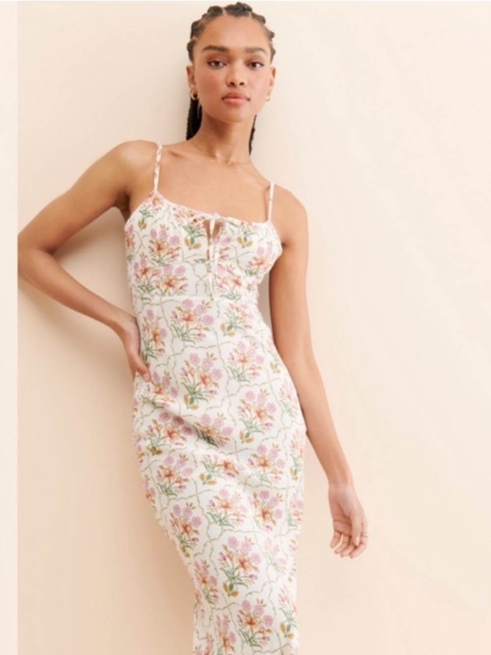 Favorite Daughter Dress The One That Got Away Maxi Slip in Mosaic Floral Pink - Picture 3 of 10